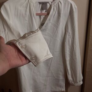 H&M White Long Sleeve Blouse